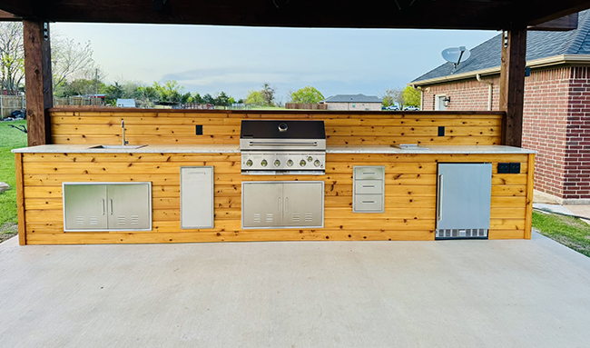 Outdoor Kitchen with Custom Patio Cover in Sherman Texas